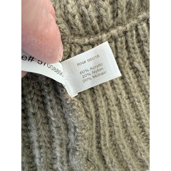 Boston Proper Neutral Mohair Faux Fur Pom Pom Knit Tie Waist Cardigan Sweater XS - Picture 7 of 9